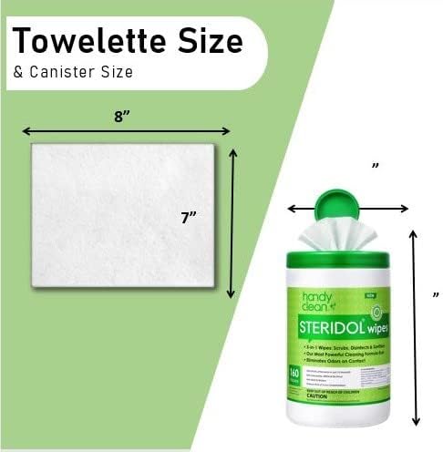Steridol Wipes Canister, Hard Surface Wipes Multipurpose Cleaning 160 Count Fresh Lemon Scent Industrial Grade For Business Use-DeskLoop Office