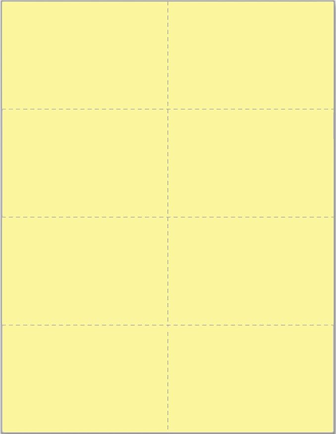 Limited Papers (TM) 8.5x11 Perforated Paper, 20/50 Pound, 75 GSM, Variety of Perforation Sizes and Colors, for Forms, Tickets, Postcards, Business Cards. (Canary, 8 up)-DeskLoop Office