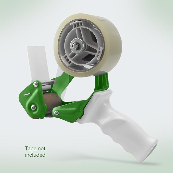 Heavy Duty Metal Frame Tape Gun - 3" Core with Special Ergonomic Handle - Packing Tape Dispenser with Premium Tempered Steel Blade for 2" Tape Rolls-DeskLoop Office