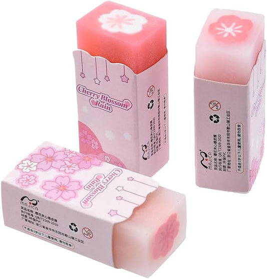 18 Pack Sakura Jelly Erasers for Kids, Pink, Rectangular, Rubber & Plastic, Kawaii School Supplies Prize Gifts Party Favors-DeskLoop Office