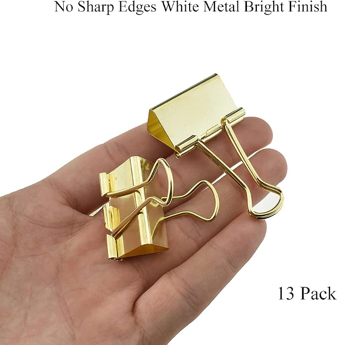 HAHIYO Binder Clips Paper Clamps Spring Steel Sturdy Medium 1.26 inches Width - Image 7