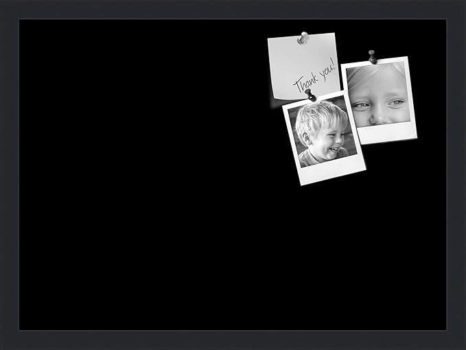 PinPix 22x16 Inch Cork Bulletin Board. This Decorative Framed Pin Board Comes with Solid Black Design and a Satin Black Frame. Ideal for Home Office Decor or Message Board (PinPix-622)-DeskLoop Office