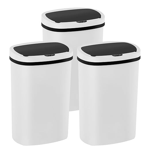 PayLessHere 13 Gallon Trash Can Kitchen Trash Can Automatic Garbage Can with Lid Touch Free High-Capacity Motion Sensor for Kitchen Bedroom Bathroom Office Wateproof Trash Bin (3, White)-DeskLoop Office