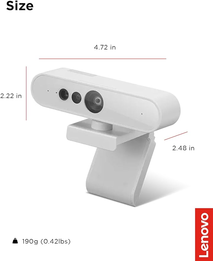 Lenovo HD 1080p Webcam (510 FHD) - Monitor Camera with 4X Digital Zoom, 95° Wide Angle, 360° Rotation Pan & Tilt - Desktop Cam with Dual Microphones & Windows Hello for Livestreaming & Conferences-DeskLoop Office