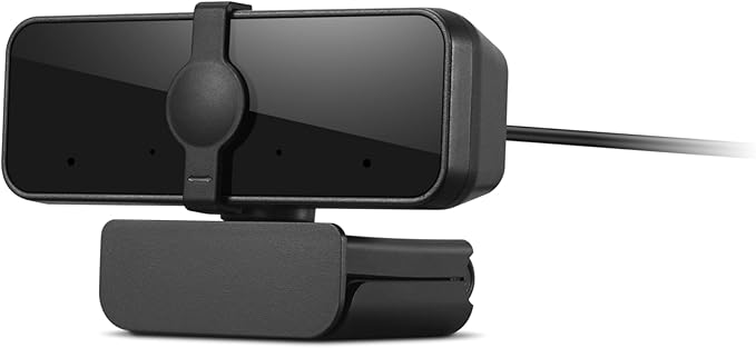 Lenovo HD 1080p Webcam (300 FHD)- Black w/ 95° Wide Angle, 360° Rotation Pan & Tilt, Dual Microphones, Privacy Shutter-DeskLoop Office