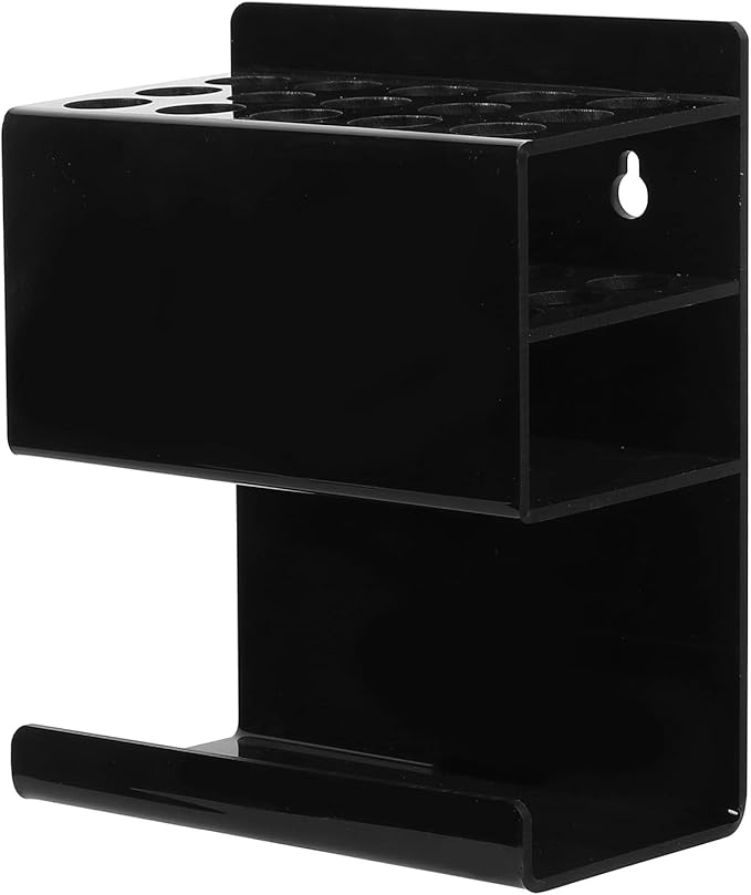 MyGift Wall Mounted Black Premium Acrylic Dry Erase Marker and Eraser Holder Rack with 15 Round Slots and Storage Ledge, Meeting Room Classroom Dorm Office or Home Whiteboard Accessory Rack-DeskLoop Office