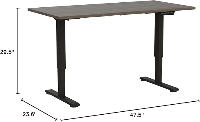 FLEXISPOT E6 Essential 3 Stages Dual Motor Electric Standing Desk 48x30 Inch Whole-Piece Board Height Adjustable Electric Sit Stand Desk(Black Frame + Brown Wood Grain Desktop, 2 Packages)-DeskLoop Office