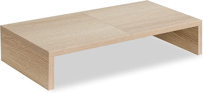 TEAMIX 20 Inch Wood Monitor Stand Riser, Wooden Desktop Stand for PC/TV/Laptop/Printer, Cozy Monitor Riser with Storage, Computer Stand Space-Saving-DeskLoop Office