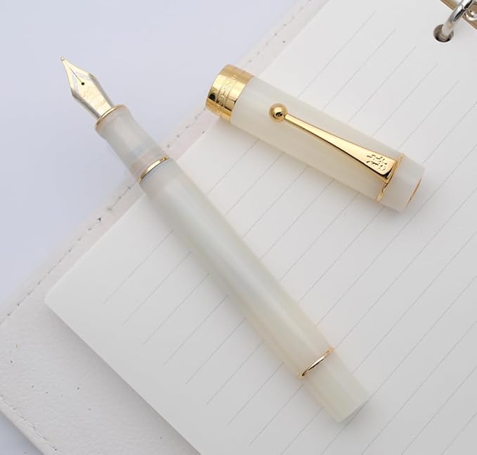 JINHAO 100 Fountain Pen with Ink Converter (Medium Nib 0.7mm, Semi Transparent White)-DeskLoop Office