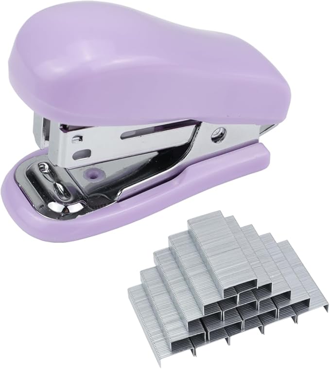 Mini Desktop Stapler Set,20 Sheet Capacity,Includes Built-in Staple Remover and 750PCS No.12 Staples,Small Cute Stapler for Office and School Supplies (Purple)-DeskLoop Office