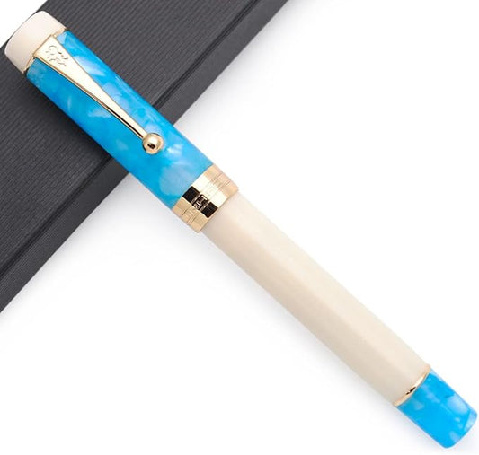 JINHAO 100 Fountain Pen with Ink Converter (Medium Nib 0.7mm, Sky Blue-A)-DeskLoop Office