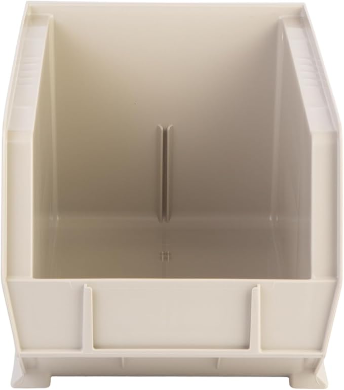 Hudson Exchange 15" x 8" x 7" (6 Pack) Plastic Stackable Storage Bin and Hanging Container, Stone-DeskLoop Office