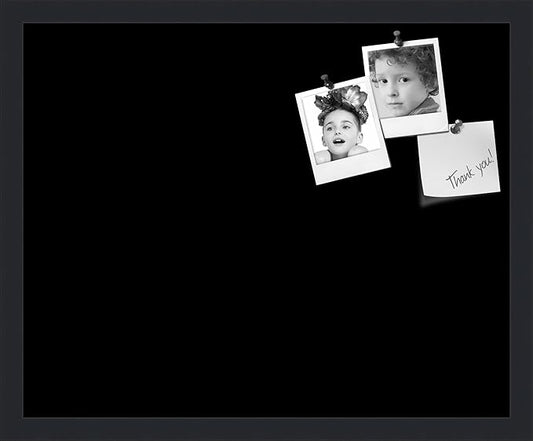 PinPix 21x17 Inch Cork Bulletin Board. This Decorative Framed Pin Board Comes with Solid Black Design and a Satin Black Frame. Ideal for Home Office Decor or Message Board (PinPix-622)-DeskLoop Office