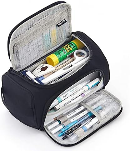 HVOMO Big Capacity Pencil Case High Large Storage Pouch Marker Pen Case Travel Simple Stationery Bag School College Office Organizer for Teens Girls Adults Student(Black)-DeskLoop Office