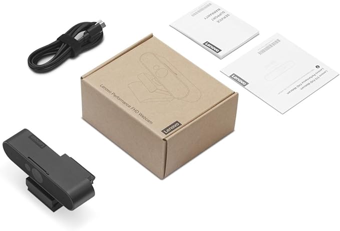 Lenovo HD 1080p Webcam (510 FHD)- Black w/ 4X Digital Zoom, 95° Wide Angle, 360° Rotation Pan & Tilt, Dual Microphones & Windows Hello-DeskLoop Office