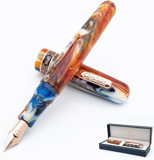 Conklin 1898 Fountain Pen, Misto Orange - Stub Nib | Unique Resin Pen with Luxury Design | JoWo Stainless Steel Nib Made in Germany | Ideal for Calligraphy Enthusiasts-DeskLoop Office