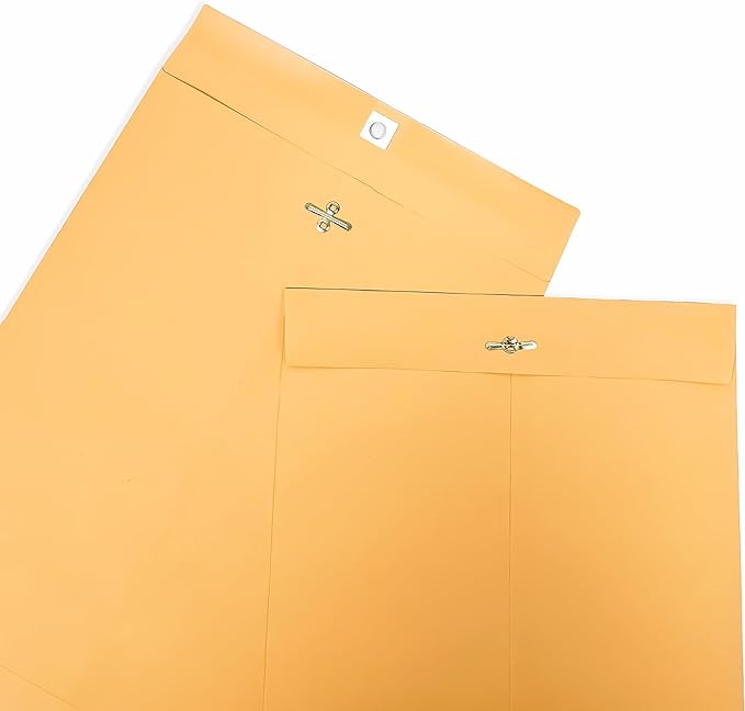 10” x 13” Clasp Envelopes with Gummed Seal Brown Kraft Catalog Envelopes Clasp Mailing Envelopes for Home, Office, Business 28 lb Kraft Paper,Pack of 30-DeskLoop Office