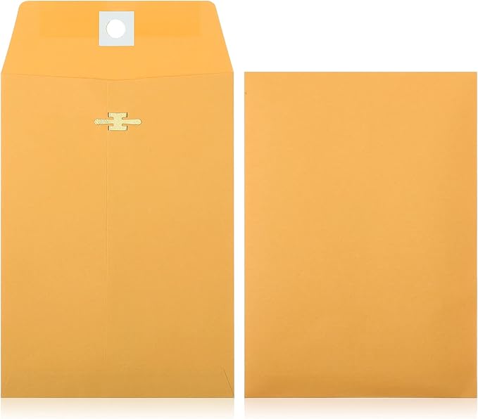 Zonon 100 Pieces 3 Sizes Clasp Envelopes Kraft Paper Catalog Clasp Envelope with Clasp Closure for Filing, Storing, Privacy Ensuring or Mailing Documents (9 x 12 Inch, 6 x 9 Inch, 5 x 7 Inch)-DeskLoop Office