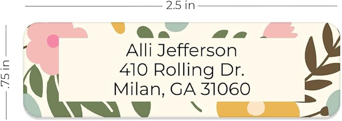 Pastel Floral Rolled Address Labels / 500 Personalized Return Address Labels/Designer Address Stickers in Elegant Plastic Dispenser-DeskLoop Office