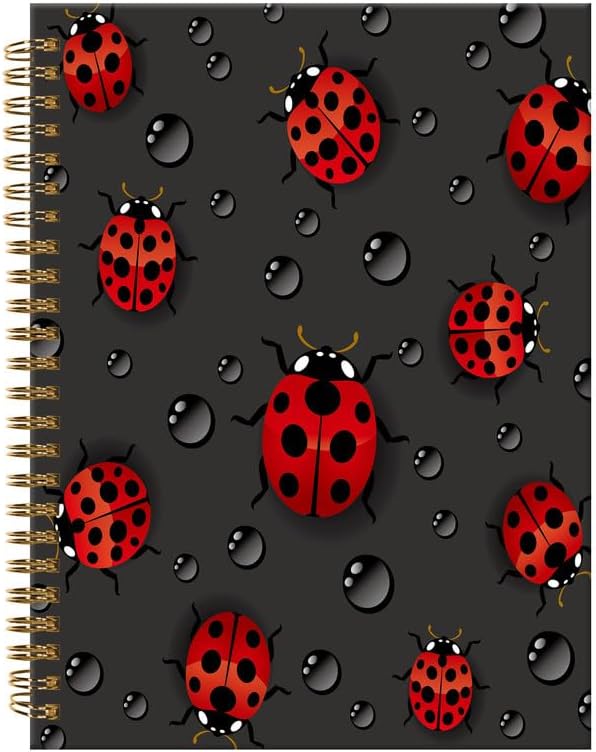 Spiral Journal Notebook,A5 Hardcover Lined Journals for Women Girl 6 x 8.3 in,120 Pages Thick Paper,Cute College Ruled Writing Notebook for Gifts Office Work School(Beautiful Red Ladybug)-DeskLoop Office