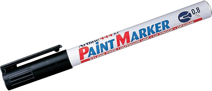 Artline 444XF Paint Markers for Wood, Plastic, and Canvas, Waterproof Marker for Indoor & Outdoor Applications, Opaque Permanent Markers with 0.8mm Bullet Tip - Black, 12 Pack-DeskLoop Office