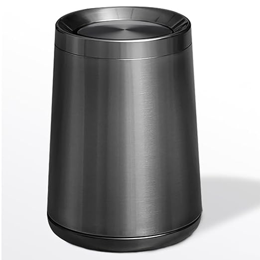 10 L/2.6Gallen,Swing Lid Trash Can,Brushed Stainless Steel Garbage Can with Flipping Lid,for Bathroom, Kitchen,Living Room,Bedroom,Hotel (Black Gold)-DeskLoop Office