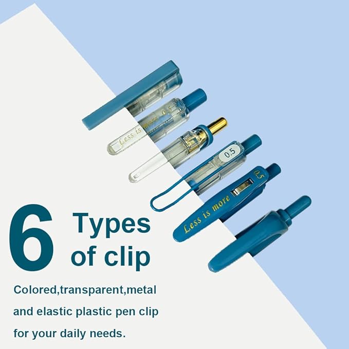 6 Count Pastel Gel Ink Pen Set,Cute Note Taking 0.5mm Fine Point Retractable 5 Count Black Ink Pens with 1 Count Highlighter for Writing, Journaling, School, Office (Blue)-DeskLoop Office