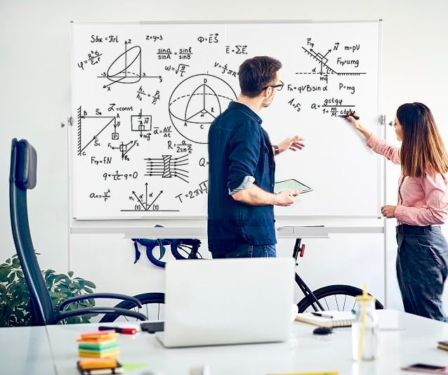 FORTUNO Magnetic Mobile Whiteboard 48"x36", Rolling Double Sided Dry Erase Board with Stand, Reversible Adjustable Height/Angle Easel White Board on Wheels 4' x 3' for Office Classroom Home-DeskLoop Office