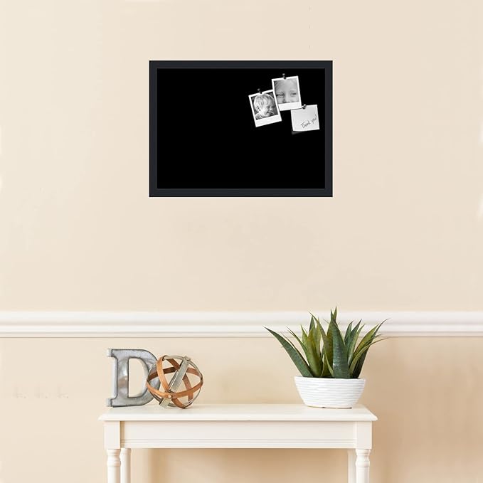 PinPix 21x15 Inch Cork Bulletin Board. This Decorative Framed Pin Board Comes with Solid Black Design and a Satin Black Frame. Ideal for Home Office Decor or Message Board (PinPix-622)-DeskLoop Office