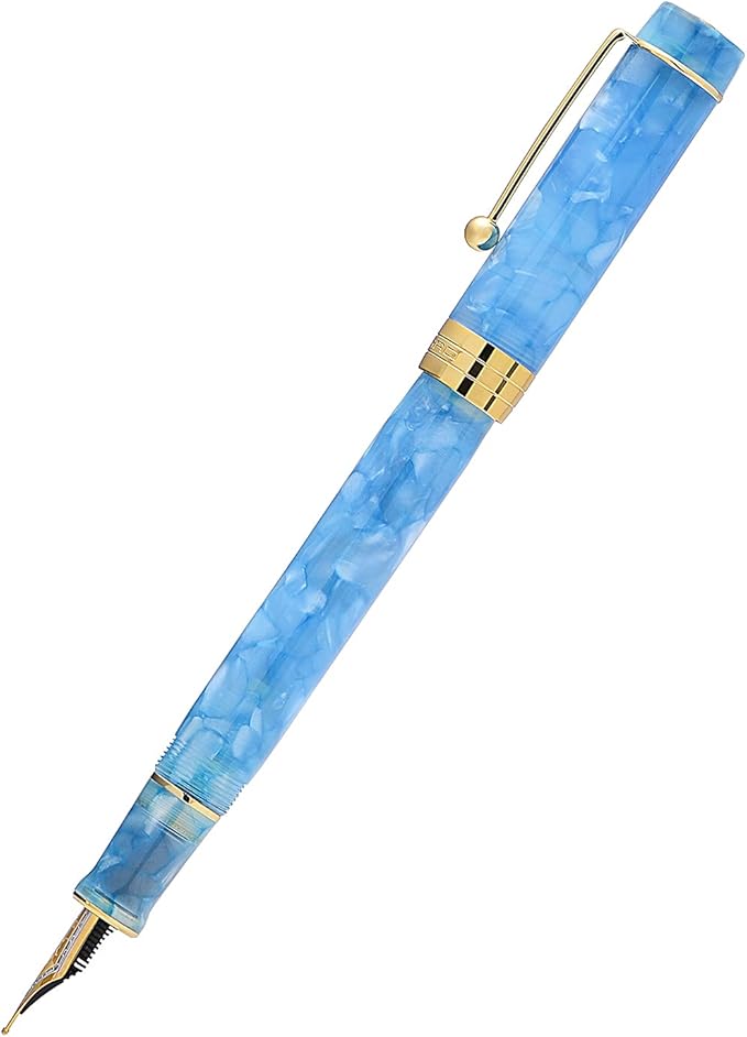 Jinhao 100 Fountain Pen Celluloid Classic Style, #6 Nib Smooth Writing Instrument with Refillable Converter and Pen Case Set-DeskLoop Office