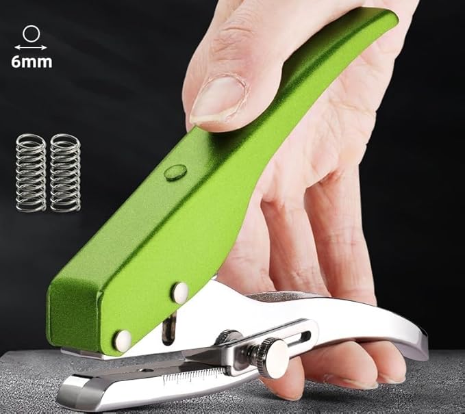 Hole Punch, Heavy Duty Hole Puncher Single Hole Punch Handheld Paper Punch Hole Puncher Single Small Hole Punch One Hole Punch for Paper Crafts Cards Tags Scrapbook- 1/4 inch-6mm-DeskLoop Office