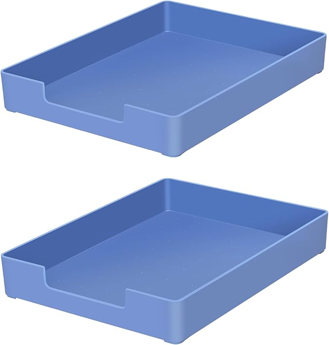 Desk Letter Tray, 2PCS A4 Size Plastic Stackable File Document Organizer, Office Desktop File Paper Holder, Book Storage Rack,Anti-Skid Stacking Support for Office Supplies (Blue)-DeskLoop Office
