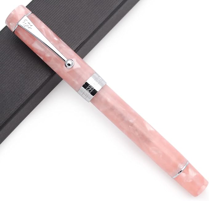 JINHAO 100 Fountain Pen with Ink Converter (Medium Nib 0.7mm, Sakura Pink with Silver Clip)-DeskLoop Office