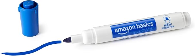 Amazon Basics Low-Odor Dry Erase Whiteboard Markers, Fine Tip, Blue, 36 Count-DeskLoop Office