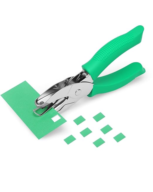 UCEC 1/6" Square Shape Hole Punch Metal Handheld Paper Punches for Crafting, Single Small Square Shape Hole Puncher School Supplies for Scrapbook DIY Craft Paper Tag in Home Office Classroom-DeskLoop Office