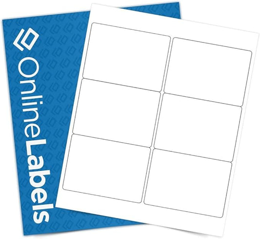 4 x 3 Rectangle Mailing Labels - Permanent, White Matte - Shipping, Wine, Product - Pack of 600-100 Sheets - Inkjet/Laser Printers - Online Labels-DeskLoop Office