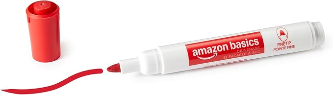 Amazon Basics Low-Odor Dry Erase Whiteboard Markers, Fine Tip, Red, 36 Count-DeskLoop Office