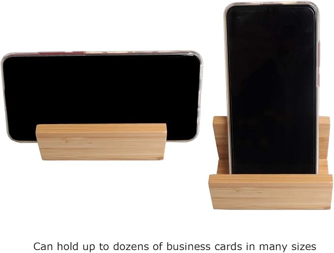 enyuwlcm 1 Pack Bamboo Wood Desktop Business Card Holder for Desk Sturdy Business Card Display Stand for Office Suitable for Men Women-DeskLoop Office