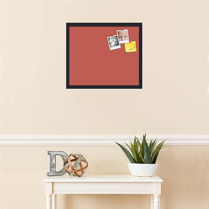 PinPix 20x17 Inch Cork Bulletin Board. This Decorative Framed Pin Board Comes with Crimson Pastel Design and a Satin Black Frame. Ideal for Home Office Decor or Message Board (PinPix-1807)-DeskLoop Office