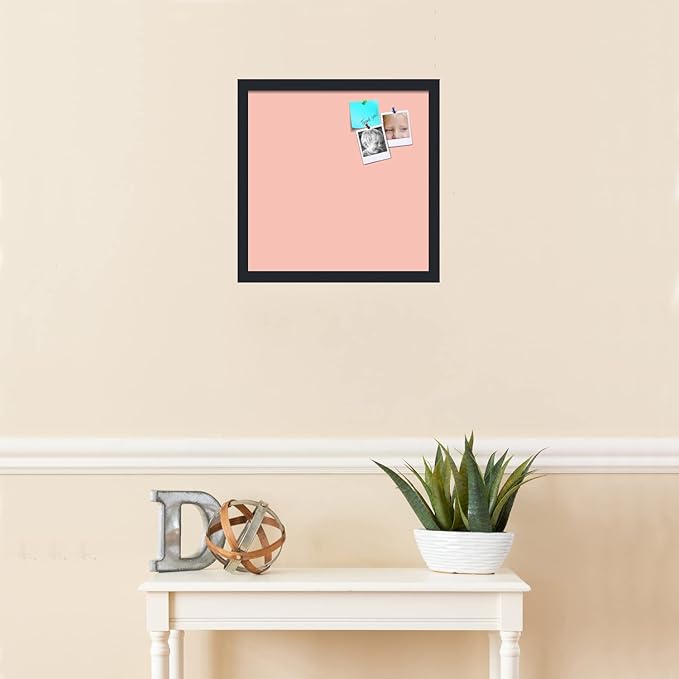 PinPix 16x16 Inch Cork Bulletin Board. This Decorative Framed Pin Board Comes with Pink Pastel Design and a Satin Black Frame. Ideal for Home Office Decor or Message Board (PinPix-1813)-DeskLoop Office