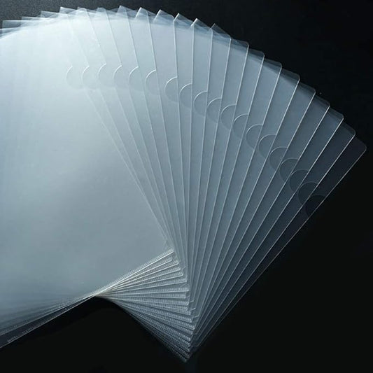JIKIOU 30 Pack Clear Document Folder Copy Safe Project Pocket L-Type Clear Plastic Folder A4/ Letter Size in Transparent Color(Upgraded Size)-DeskLoop Office