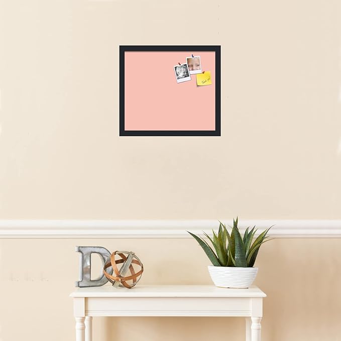 PinPix 16x14 Inch Cork Bulletin Board. This Decorative Framed Pin Board Comes with Pink Pastel Design and a Satin Black Frame. Ideal for Home Office Decor or Message Board (PinPix-1813)-DeskLoop Office