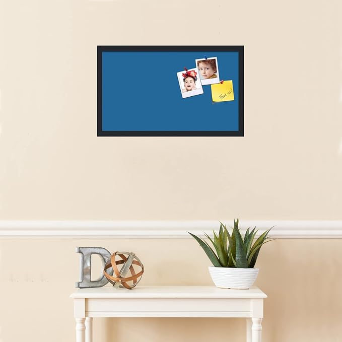 PinPix 24x14 Inch Cork Bulletin Board. This Decorative Framed Pin Board Comes with Navy Pastel Design and a Satin Black Frame. Ideal for Home Office Decor or Message Board (PinPix-1811)-DeskLoop Office