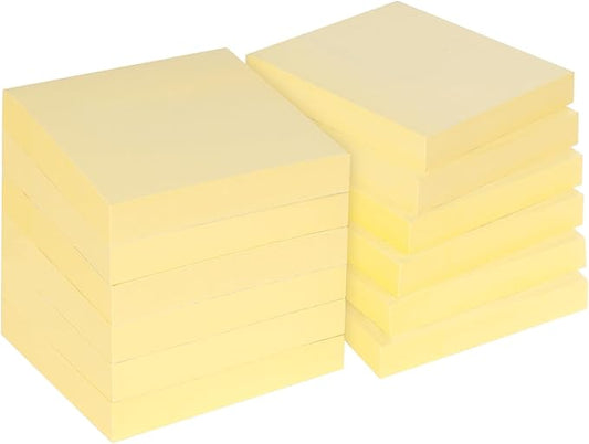 (24 Pads) Sticky Notes 3 x 3in,2400 pcs Yellow Self-Stick Notes,100 Sheets/Pad Bright Colors Post Pads,Super Sticky Pads Easy to Post Recyclable for Office,Shool,Home,Notebook,Meeting,Clean Removal-DeskLoop Office