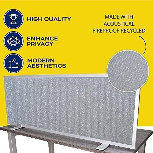 OBEX Acoustical Free Standing Privacy Screen, Cubicle Accessories Desk Privacy Panel, Desk Dividers for Office, Office Furniture Partitions Portable Sound Proof Dividers, 12" x 42", Overcast-DeskLoop Office