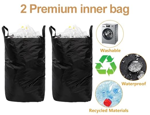 MinBoo Recycling Bin for Kitchen 29Gallon, 110L Recycle Bin with 2 Removeable and Reusable Inner Bag, Large Recycling bin with lid for Bottle Can Plastics Stickers (Black)-DeskLoop Office