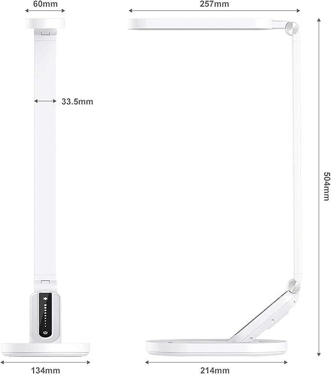 JKSWT Desk Lamp, for Eye Care, Dimmable Table Lamp with 5 Colour Modes, 72 LEDs with USB Charging Port, Touch Control and Memory Function, Office Lamp-DeskLoop Office