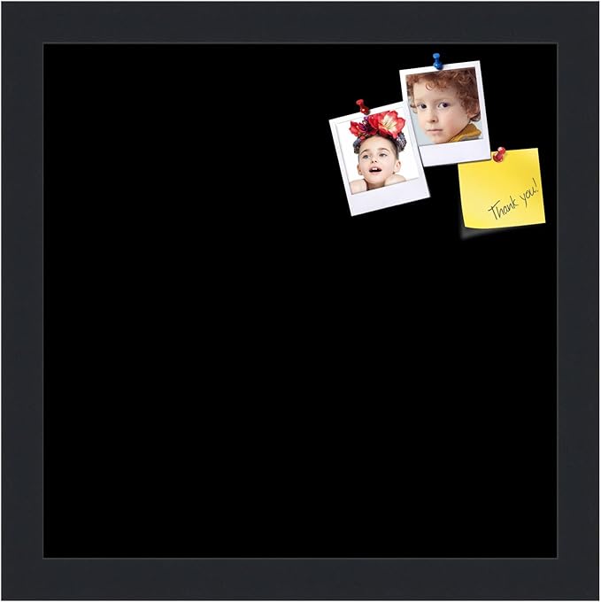 PinPix 12x12 Inch Cork Bulletin Board. This Decorative Framed Pin Board Comes with Solid Black Design and a Satin Black Frame. Ideal for Home Office Decor or Message Board (PinPix-622)-DeskLoop Office