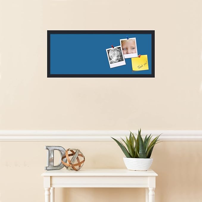 PinPix 30x12 Inch Cork Bulletin Board. This Decorative Framed Pin Board Comes with Navy Pastel Design and a Satin Black Frame. Ideal for Home Office Decor or Message Board (PinPix-1811)-DeskLoop Office