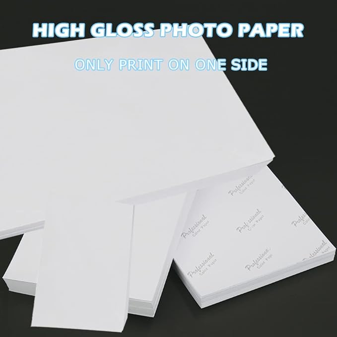 4 Sizes Photo Paper, 200gsm High Glossy White Photographic Paper, Advanced Picture for Inkjet Printer (90 Sheets, 3.5 x 5, 4 x 6, 5 x 7, 8.3 x 11.7 Inch)-DeskLoop Office